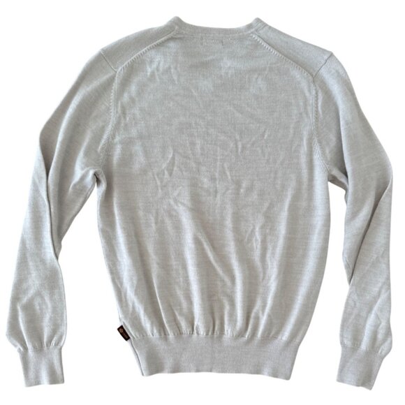 Izod Mens Light Gray V-Neck Sweater S Cozy Cotton-Blend Knit - Picture 2 of 7